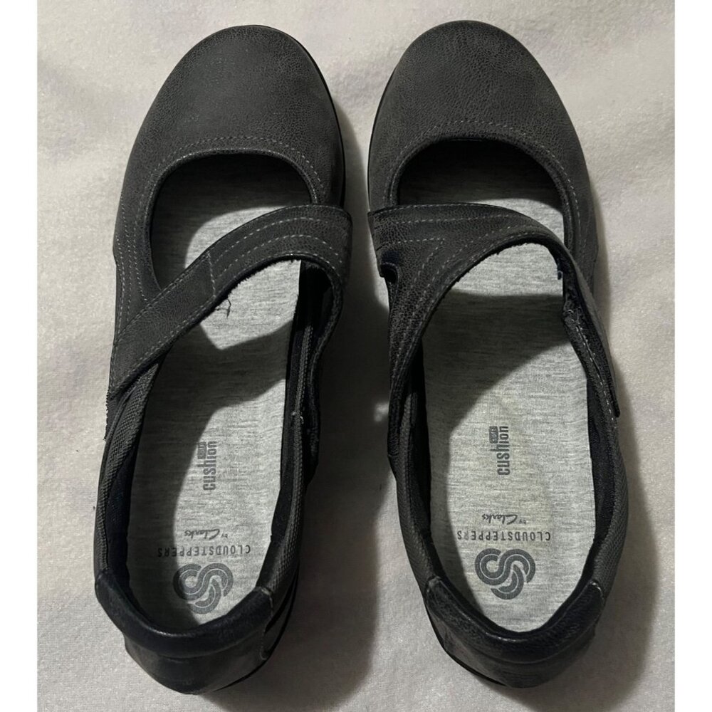 Clarks Womens Black Mary Jane Shoes Adjustable Loop and Hook Strap Comfort Fit U